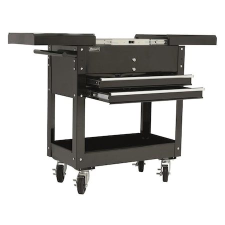 Homak 27in Professional 2-Drwaer Slide Top Service Cart-Black BK06022704